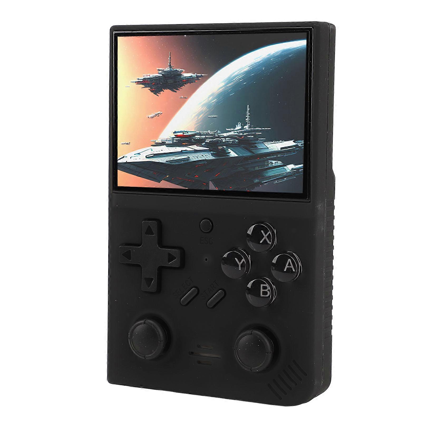 Portable Retro Handheld Game Console 3.5 Inch IPS Screen Built in 64GB Memory Card 3000mAh Battery Supported 10 Emulators Black 