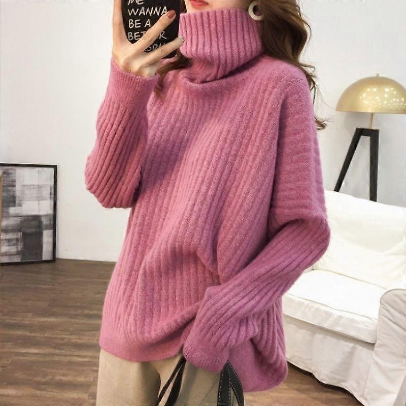 Autumn Winter New Solid Color Fashion Long Sleeve Sweater Women High Street Casual Loose Thicken Pullovers Elegant Warm Tops