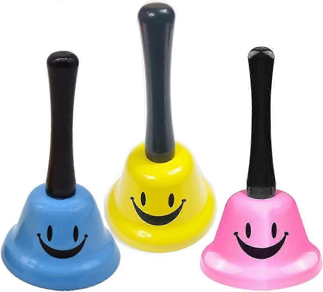 3 Pcs Metal Table Bell with Smile Pattern for Hotel, Bar, Kitchen, School, Restaurant