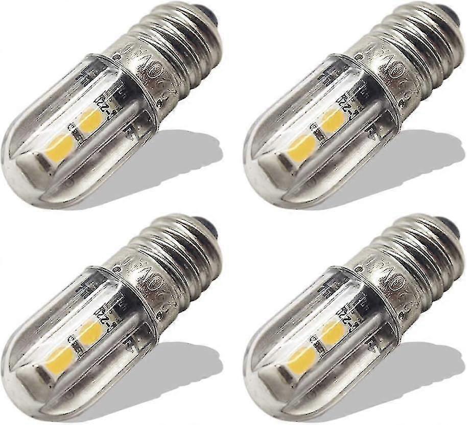 E10 لمبة LED 4 عبوات 220-230 فولت تيار متردد أبيض دافئ موفر للطاقة 4x3030 SMD 8 مم قاعدة برغي