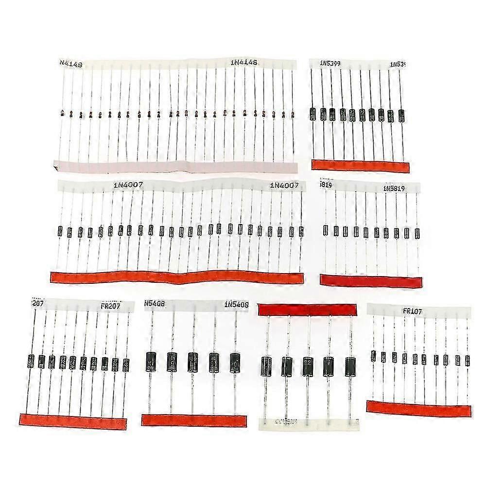 100pcs Schottky Diode Kit with 1n4148 1n4007 1n5819 1n5399 1n5408 1n5822 for Fast Switching Circuits