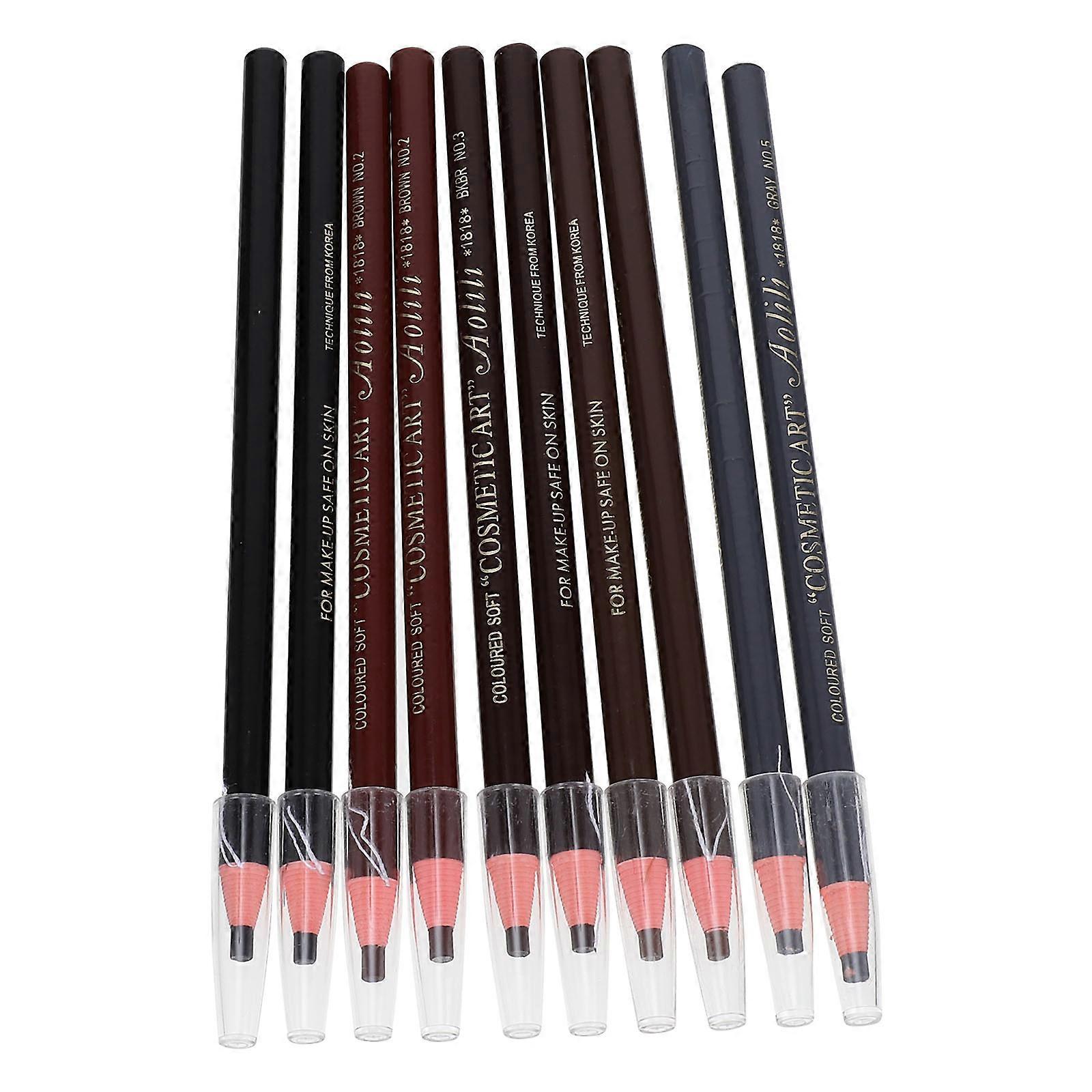 Eyebrow Pencils Compact Travel Size Dark Coffee 10Pcs