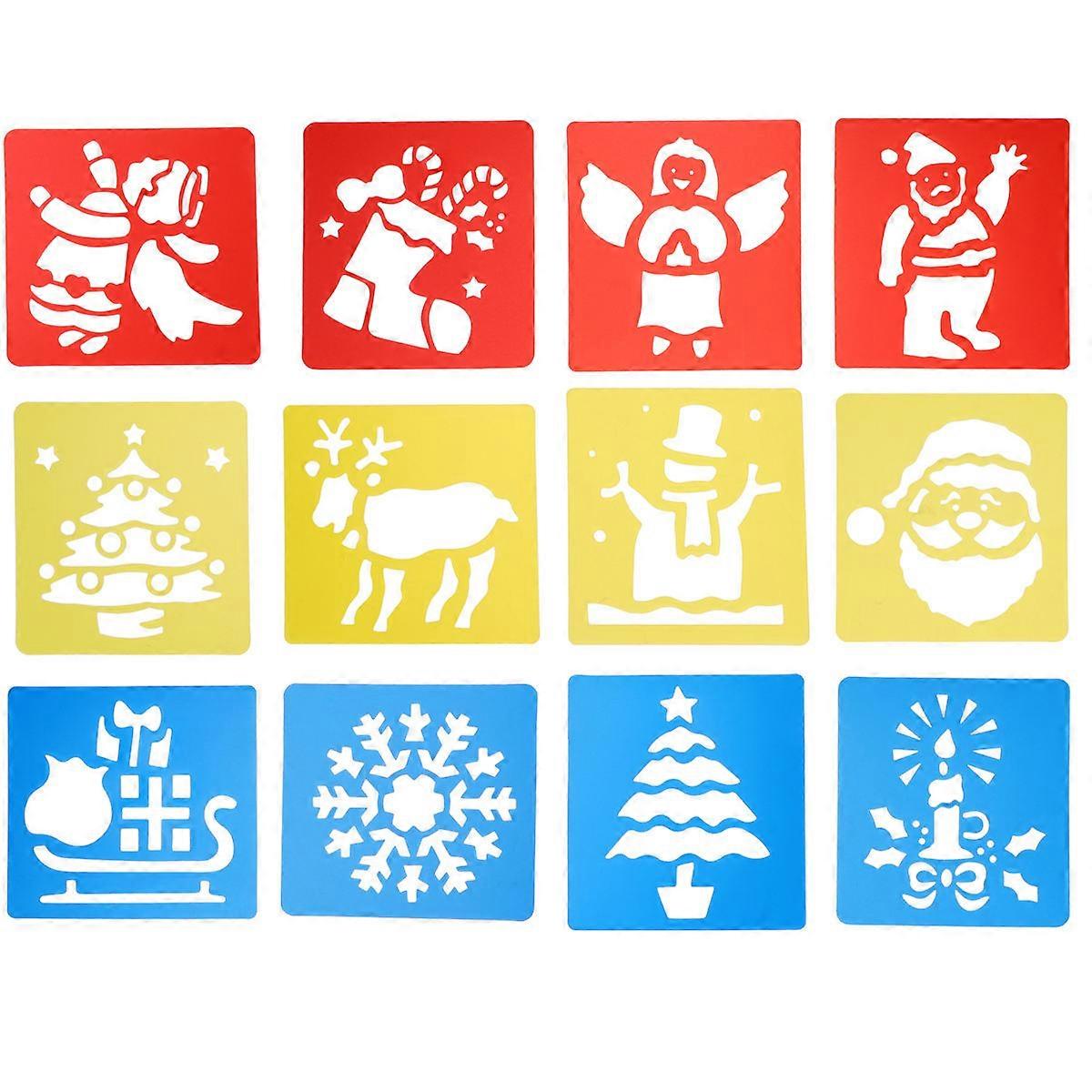 Stencils For Spray Painting Diy Christmas Template Cartoon Style 12Pack