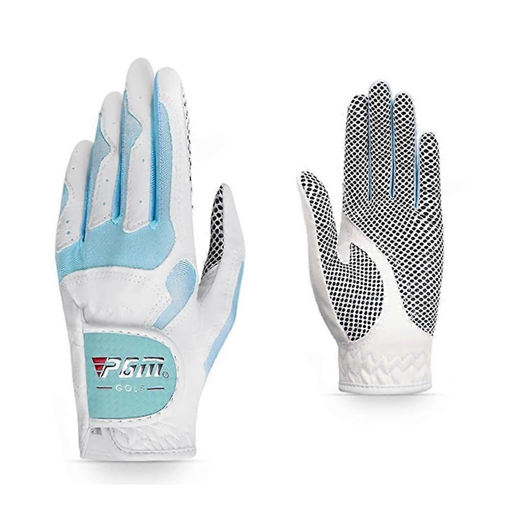 Women's golf gloves, left hand and right hand, nanometer, fabric, breathable, palm protection, sports gloves 43 cm white / blue