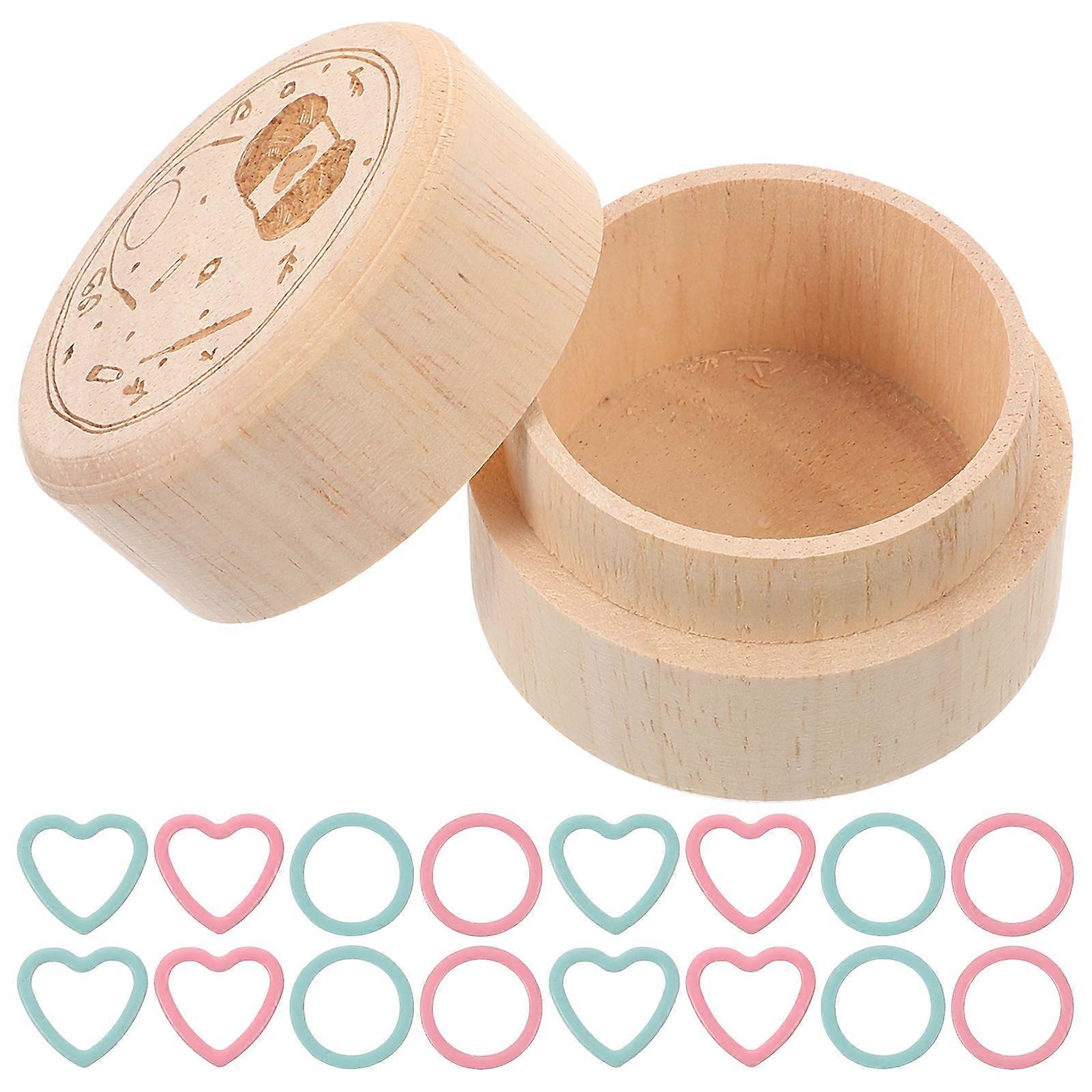 Round Wood Crochet Markers DIY Projects Marking Stitches Simple and Practical Design Metal Material 1Set