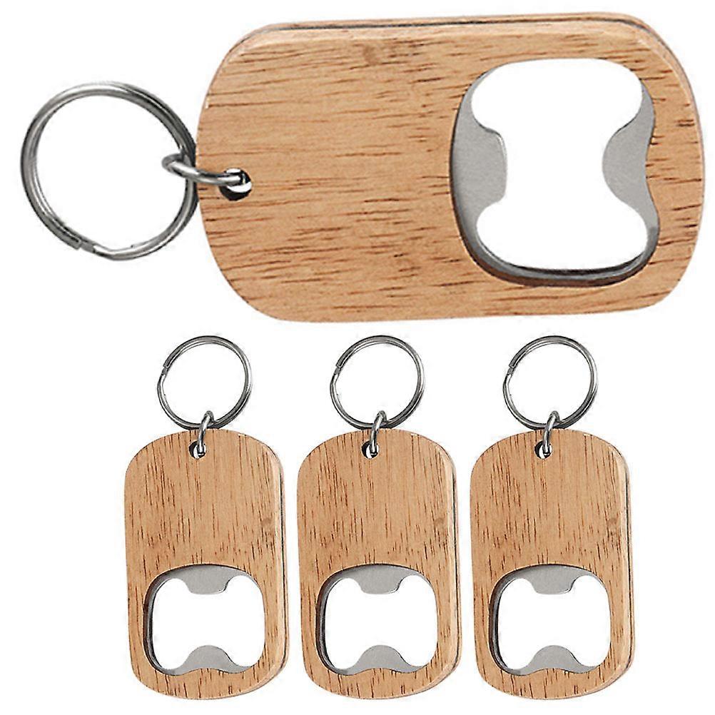 Portable Wooden Keychain For Cocktails Graduations Rectangular Shape 4Pcs