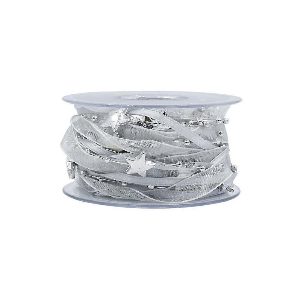 Ribbon for Wrapping Presents Christmas Bead Ribbon Tree Decorations Silver 500cm x 1cm present Wrapping 1 Roll