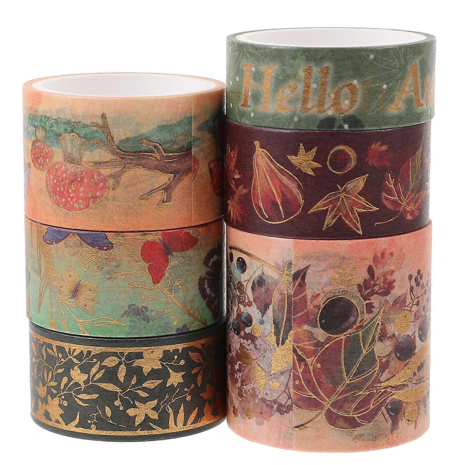 6 Rolls Vintage Washi Tape Decorative Adhesive Paper for Scrapbooking, DIY Crafts, Journaling & Party Supplies Multi Functional & Residue Free