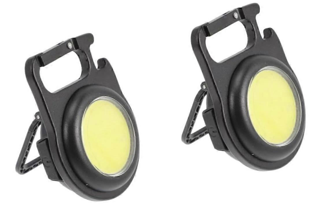 2pcs USB Work Light Rechargeable Flash Light Cob Flashlight USB Flashlight Cob Small Flashlights Flashlight Key Ring(Black)