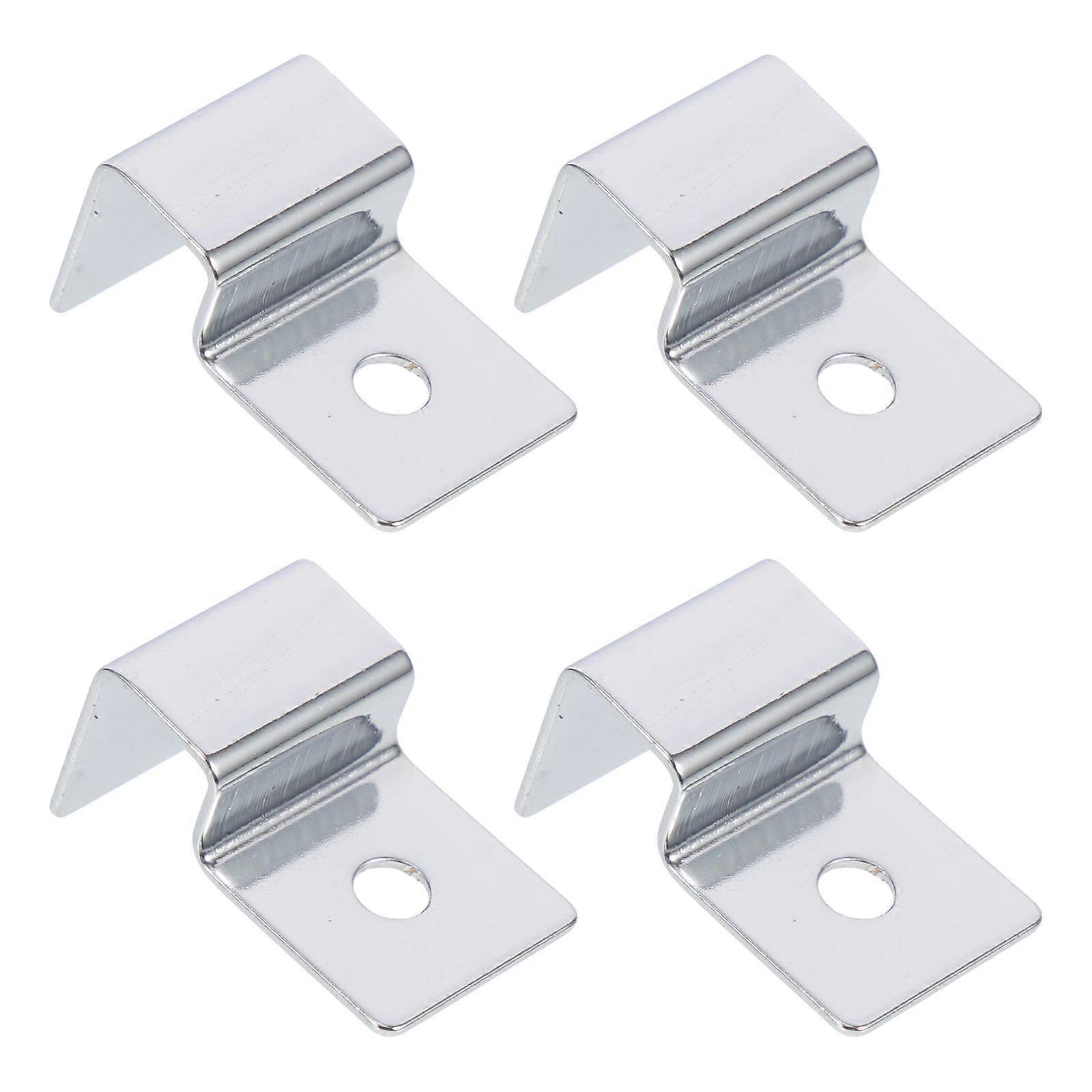 Supports de couvercle d’aquarium de couleur argentée Supports de couvercle d’aquarium en acier inoxydable 3.2X2X0.1CM Taille 4Pcs