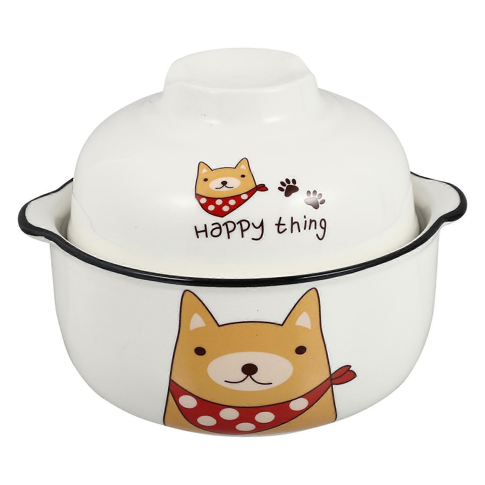 Decorative Noodle Bowl Ceramic Tableware Home Use Round 17x14cm 1Set