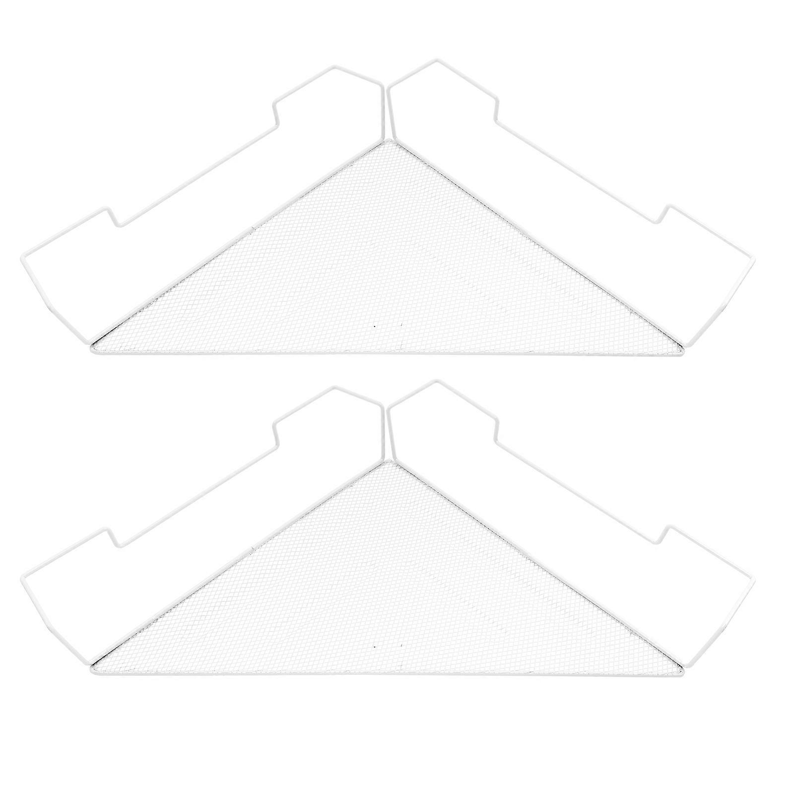 Metal Corner Storage Rack Iron Multi-Layer Corner Rack Office Use Triangular White 35.7x35.7cm Storage 2Pack