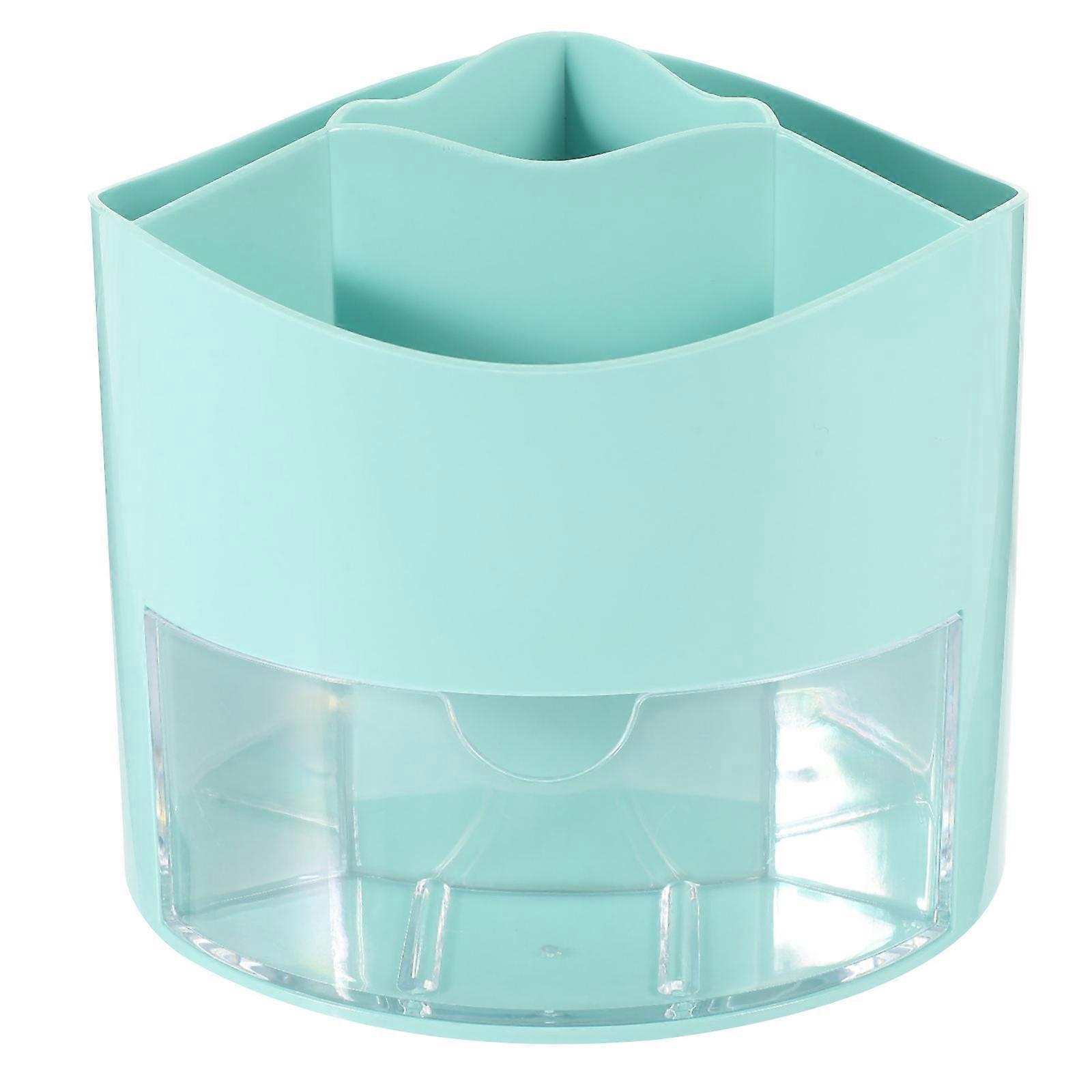 Cosmetic Brush Case Rotating Desk Organizer -Blue 13.5x13.5x12cm Home 1Pack