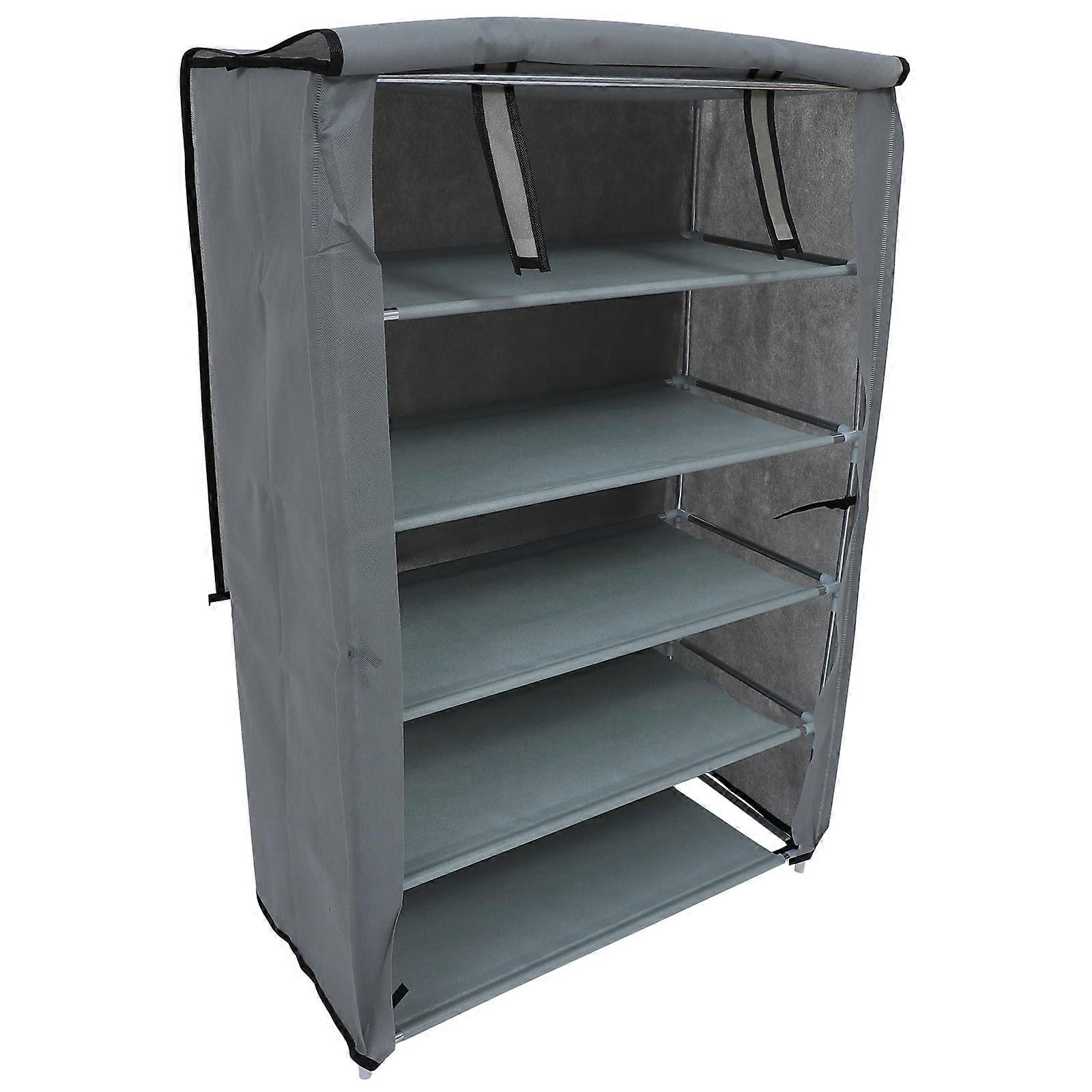 Grey Shoe Storage Organizer with 5-Layer Design for Home Use Made of Synthetic Material