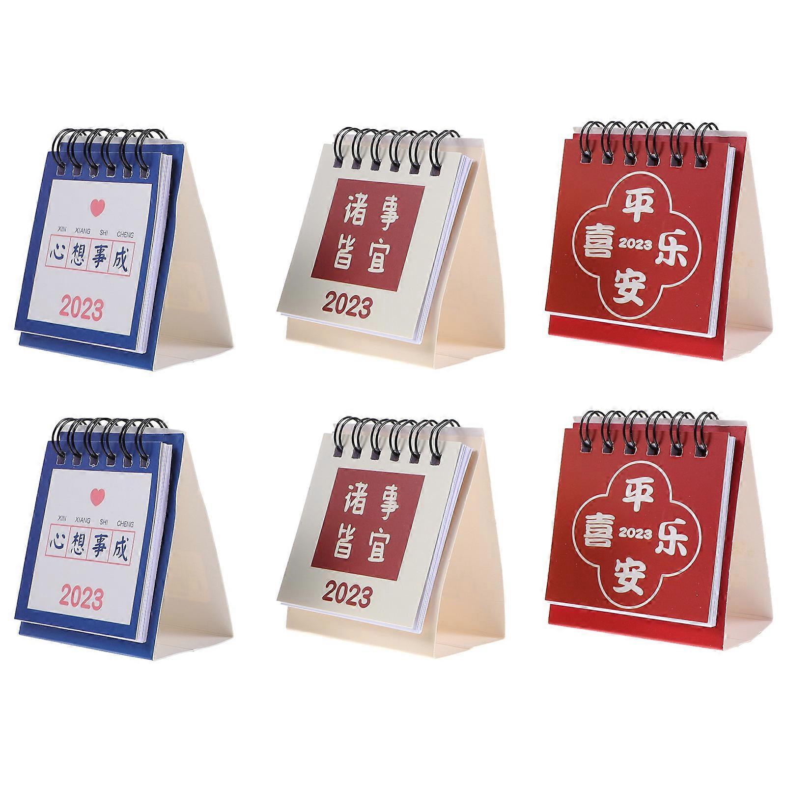 Small Desk Calendars Rectangular Desk Calendars Men Office Use 9.50X6.50X1.00CM Mark Important Events 6Pcs