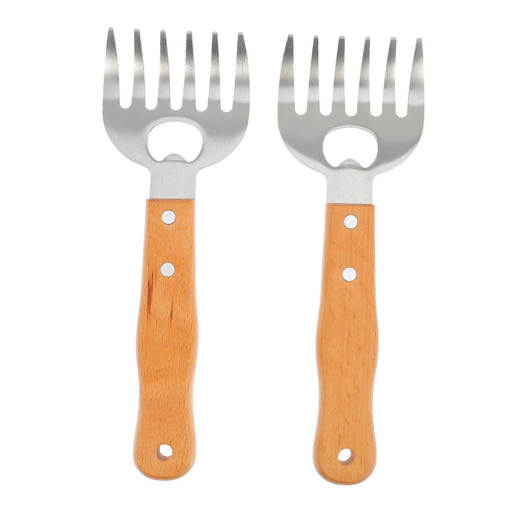 1 Set Meat Tears, Flipper Burger, Hammer, Meat Cutter, Grill Meat Claws, Meat Claws, Made of Stainless Steel, Khaki, Pack of 2