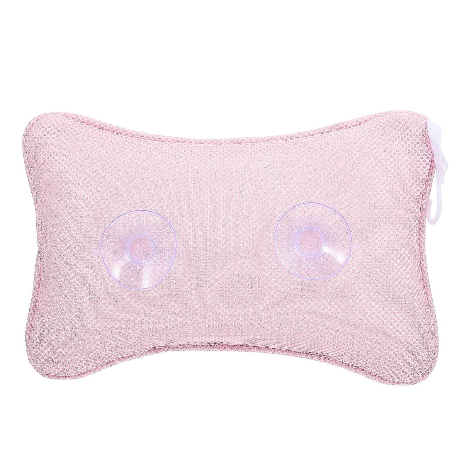Spa Bath Pillow for Bathtubs Bone Shape Mesh Structure Pink 30.00X20.00X7.00CM Head Support 1Pc