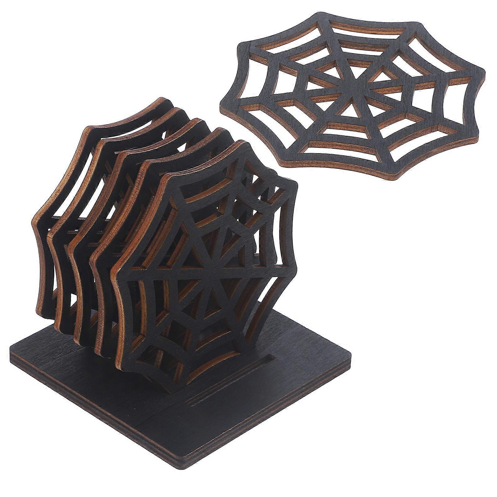 Simple and Generous Molding Coasters For Family Gatherings 10.00X10.00X0.60cm Wood Halloween Party Decorations 1 Set