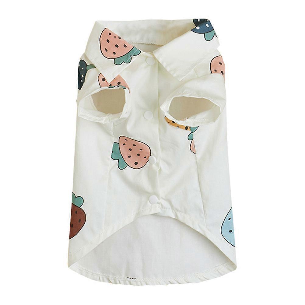 Cute Lightweight Pet Shirt Strawberry Print Small Dog Cat Apparel Handmade Comfortable Size for Puppies and