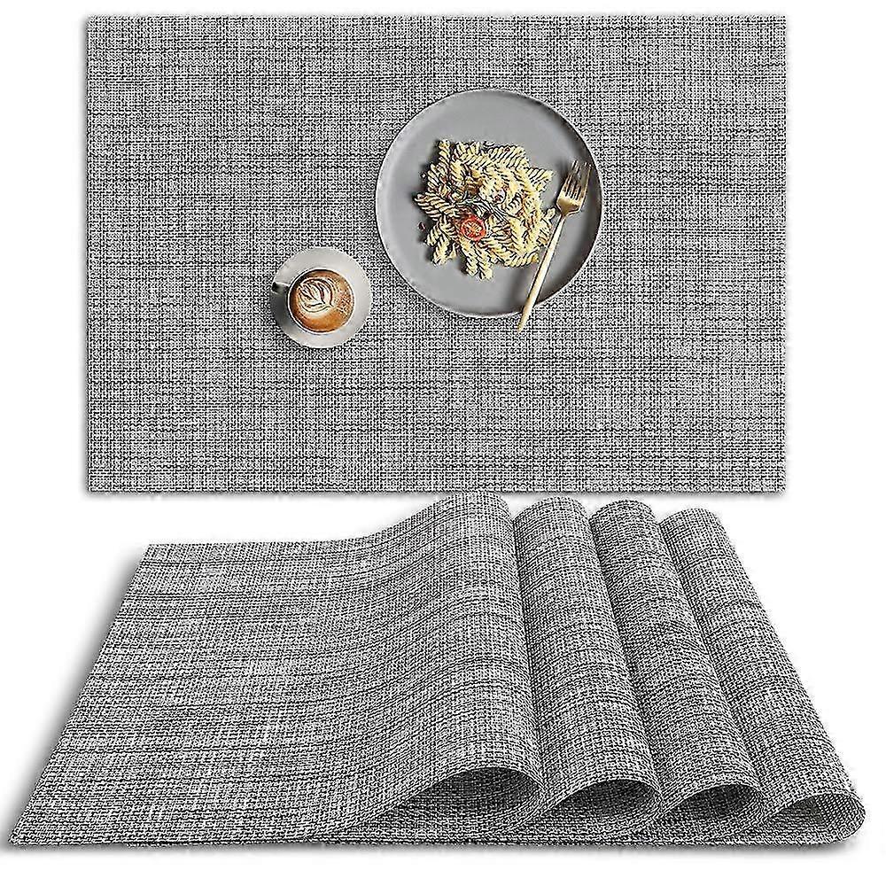 Set of 4 Non-Slip Heat Resistant Vinyl Placemats, Washable and Durable, Ideal for Use with Certain Brands, in Black and White