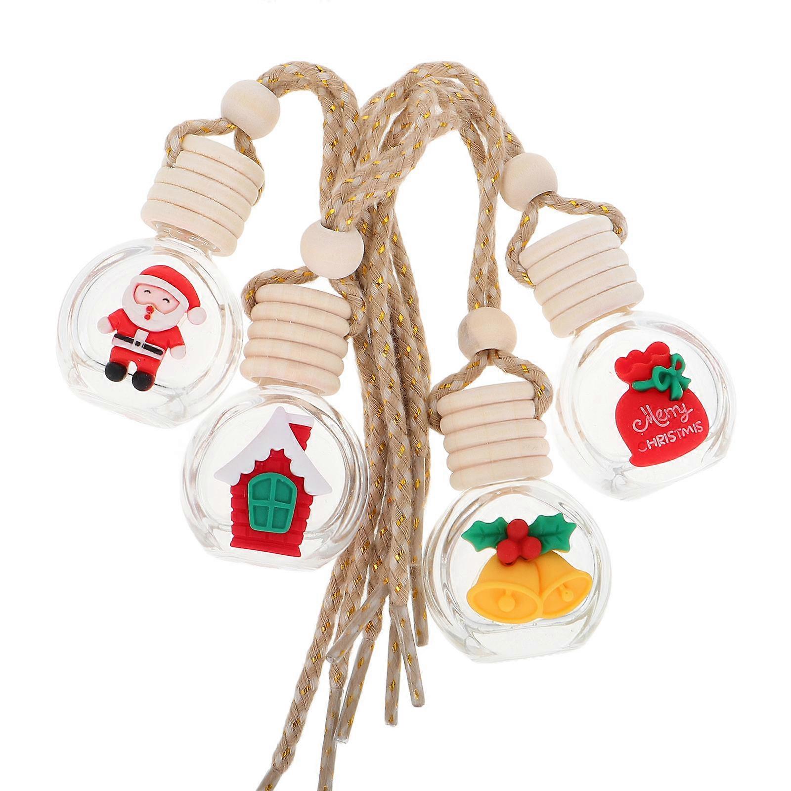 Aromatherapy Bottles Scented Car Freshener Hanging Oil Driving Environment Wood Material 4Pcs