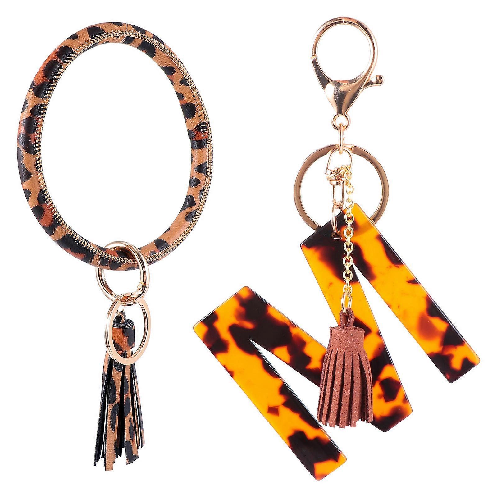 Pendant Keychain Bag Accessories Pendant Acrylic Material Tassel Keychains present Giving Brown Color 7.9X3.9X0.2in 1Set