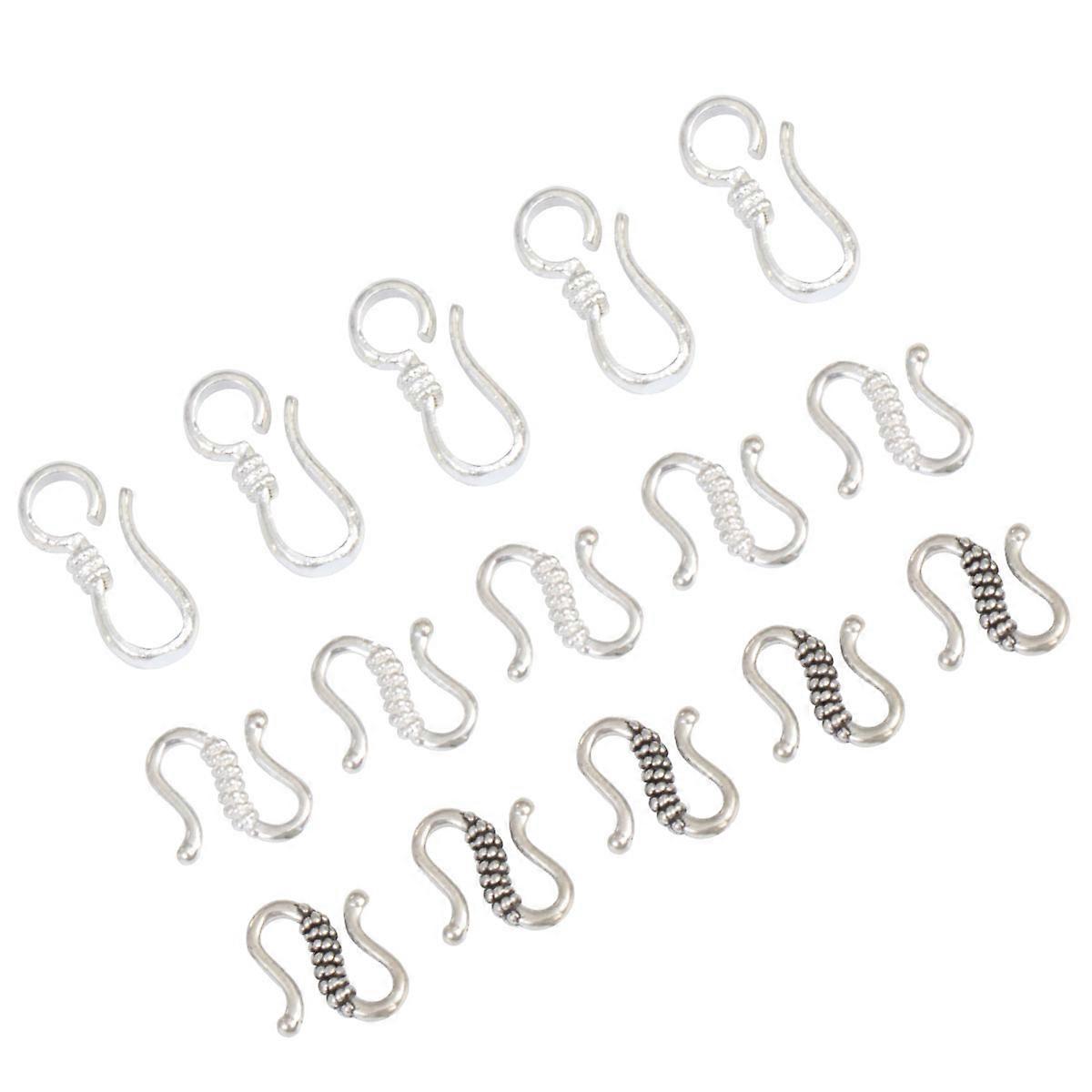 Jewellery Clasps S-Hook Clasps Silver Plating Connector Diy Jewelry Making Assorted Style 40Pcs