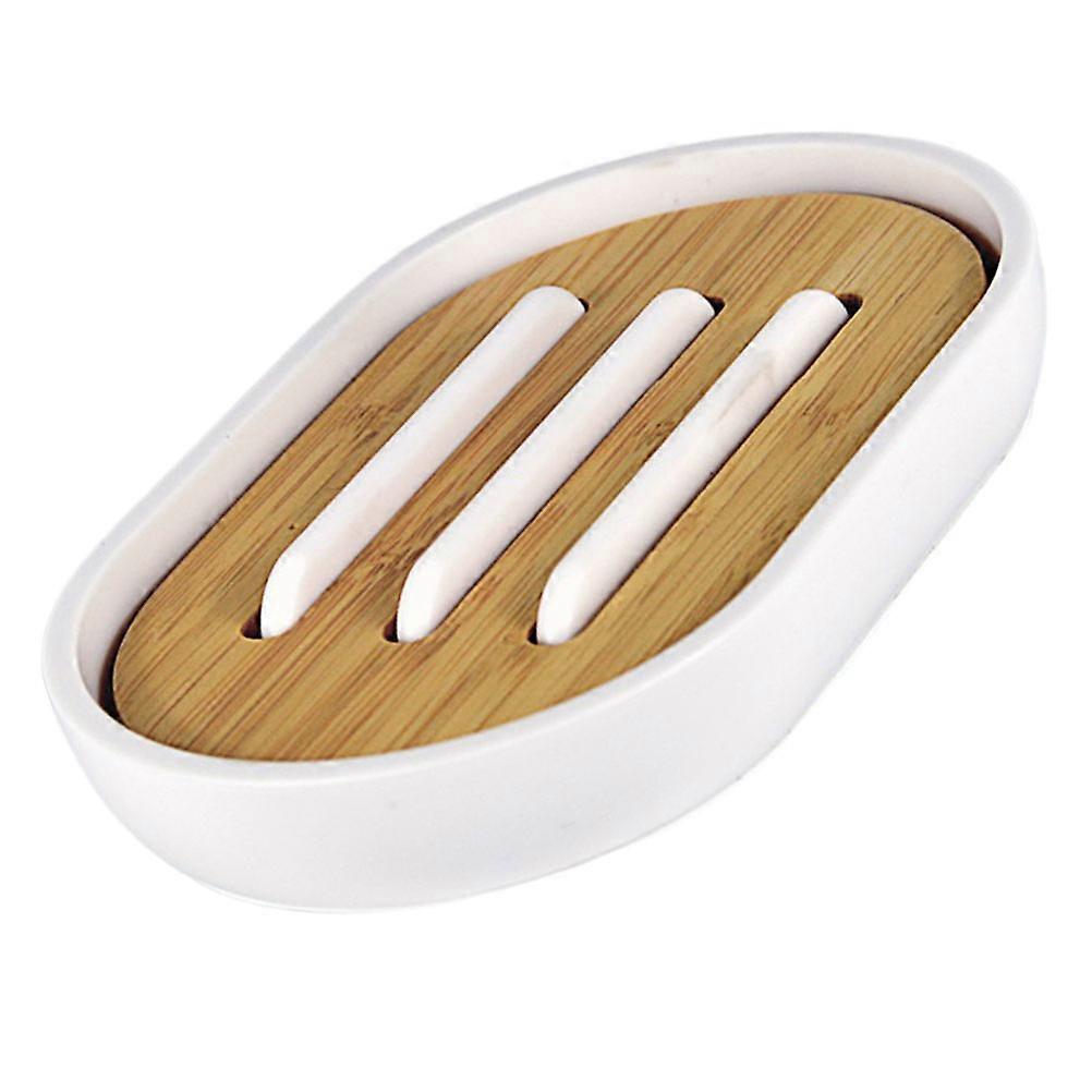 Small Soap Dish Bamboo Bathroom Tray 13X8CM Simple Use 1Set