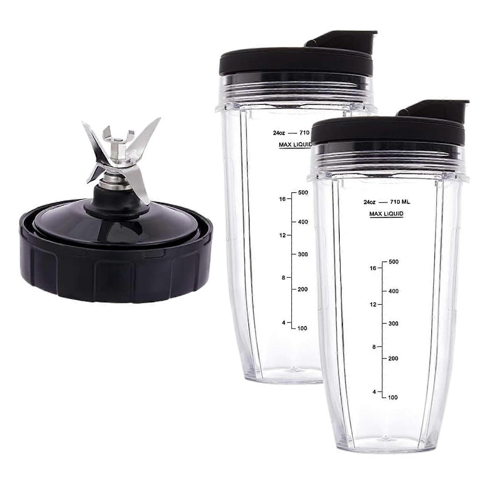 Mixing cup, 24ounce cup with togo lids, 7blade extractor blade, compatible with Nutri Ninja Auto IQ BN801 SS101 BL48030 BL641 BL64230 blender.