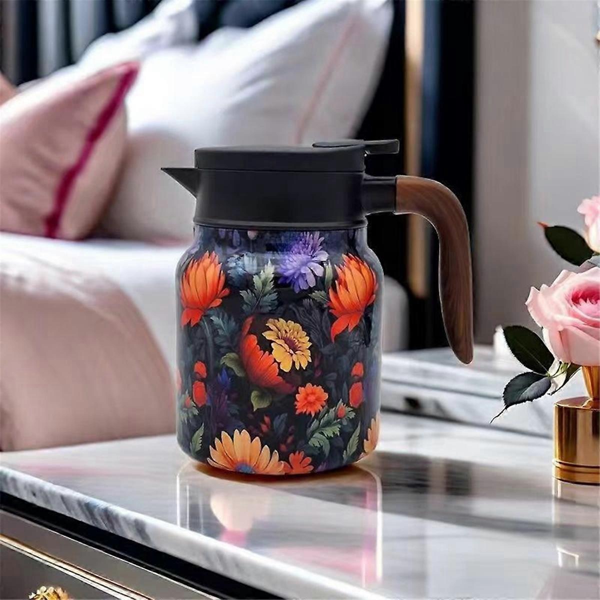 Vintage Floral Pattern Tea Built-in Infuser Blue