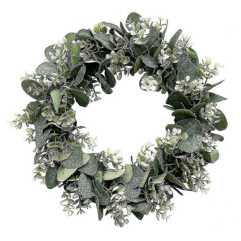 Eucalyptus Wreath for Farmhouse Decor, Green Front Door Artificial Wreath for Spring and Summer Seasons