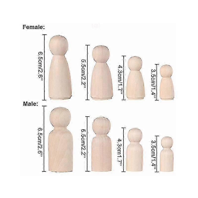 Diy Unfinished Wooden Peg Doll Set High Quality Human Figure Perfect For Arts And Crafts