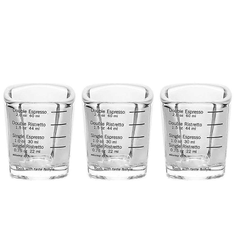 Small Measuring Cups 1 Set 3 Pcs 60ml Black Glass for Afternoon Coffee and Baking