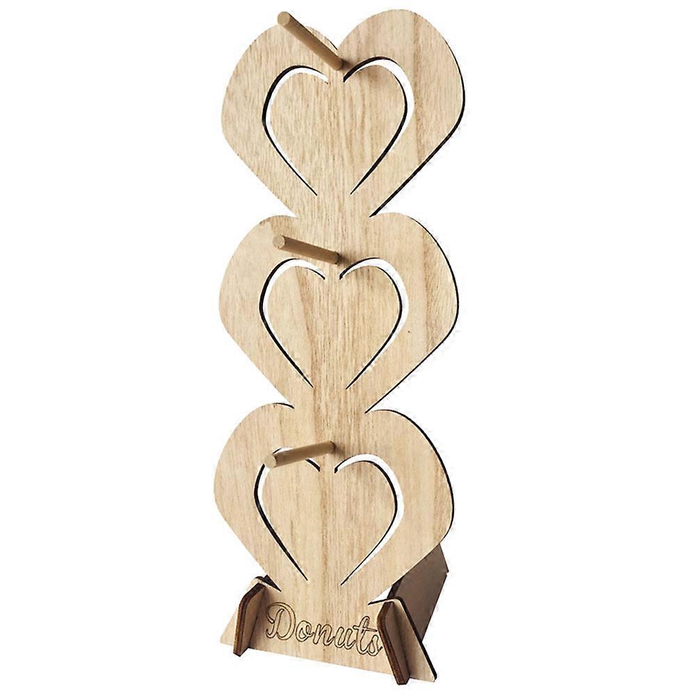 Rustic Three Tier Heart Shaped Wooden Donut Display Stand for Weddings, Birthdays, and Parties – Lightweight and Sturdy Treat Holder