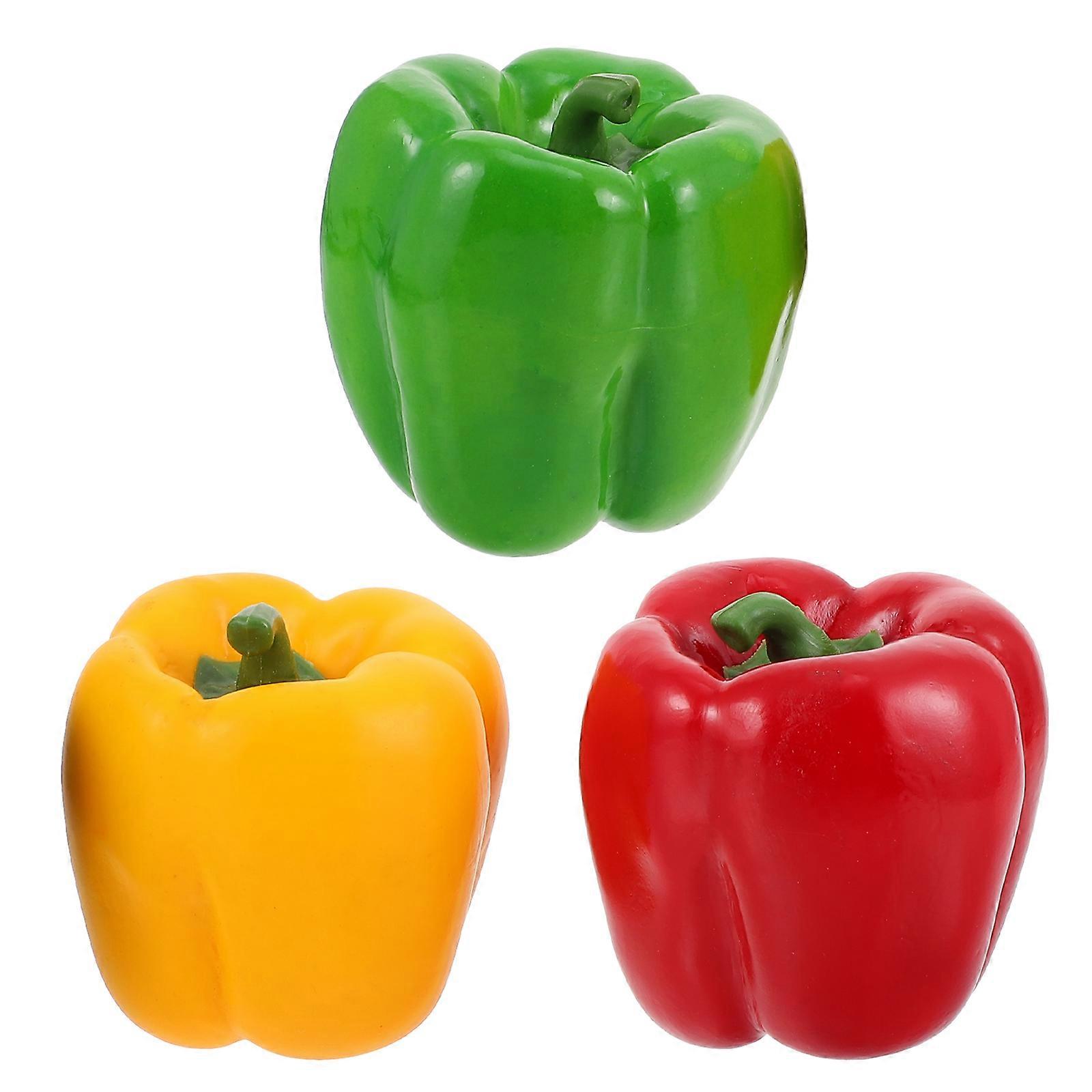 Lifelike Artificial Bell Peppers for Decor Made of Premium Foams in Assorted Colors 3pcs