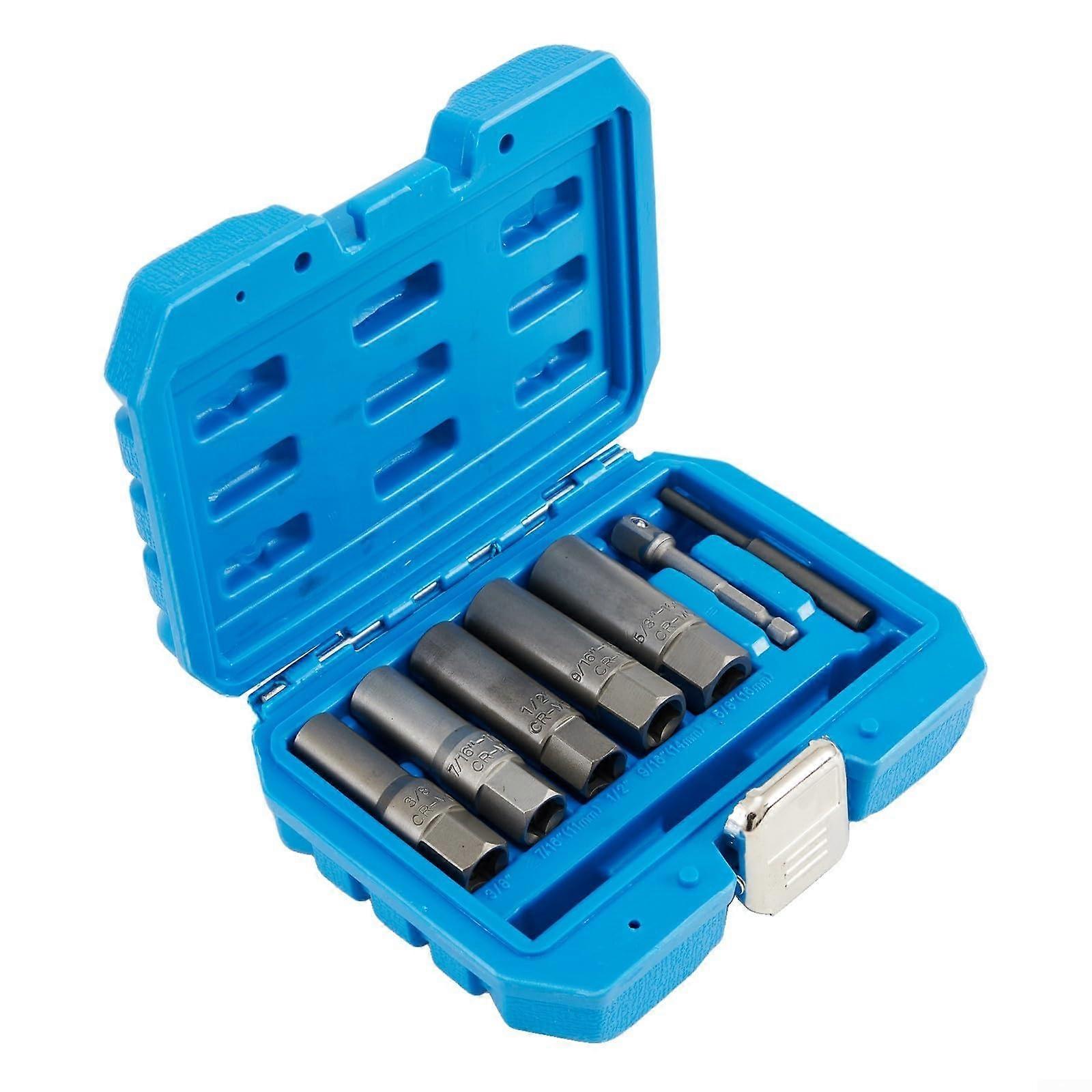 5-Piece Socket Wrench Set, 7.6cm, 12.7cm, Deep Extractor for Rounded Nuts and Bolts, Spiral Cut Teeth, Locking Wheel Nuts