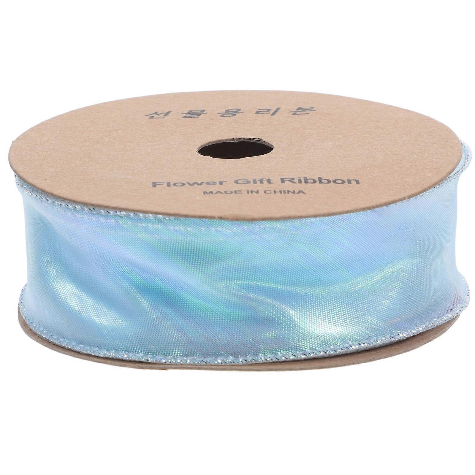 Ribbons For Crafting Craft Supplies Blue Polyester Wave Edge Wire-Edged Organza Style For Family Gatherings 0.1X3.8X900CM 1 Roll