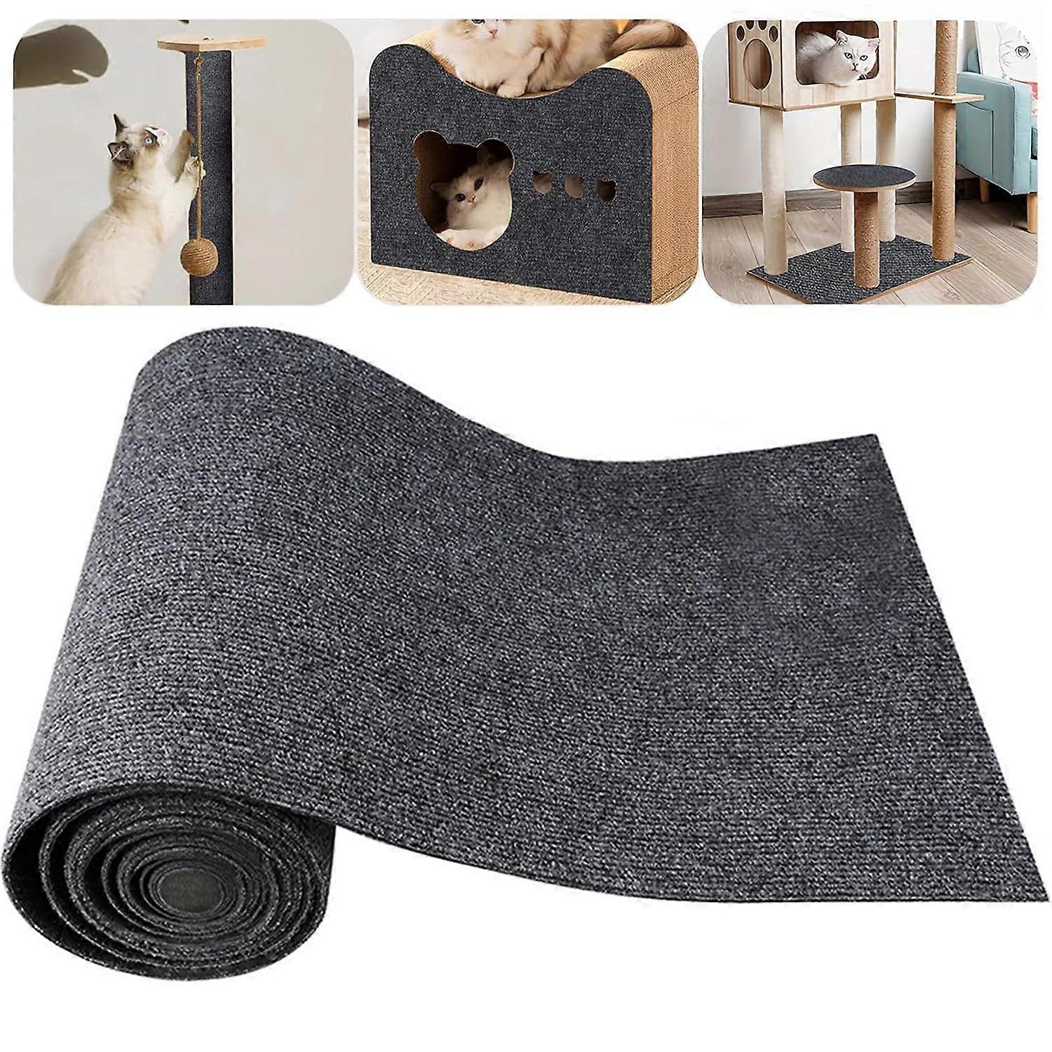 200 cm x 40 cm Dark Gray Cat Scratch Mat, Self-Adhesive Scratching Board for Sofa and Doors, Cuttable Anti-Scratch Film