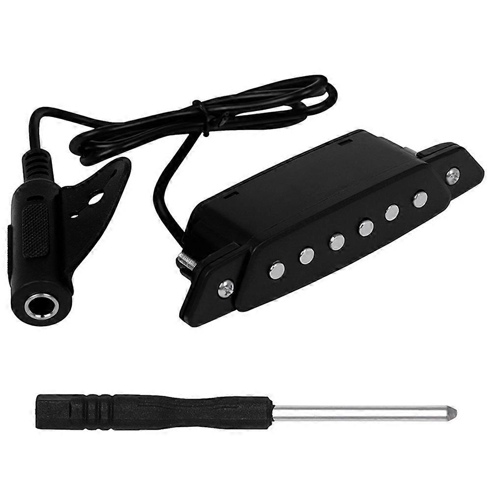Guitar Pickup Transducer Acoustic Guitar Soundhole Pickup Installation Volume Balance Output Black 1Set