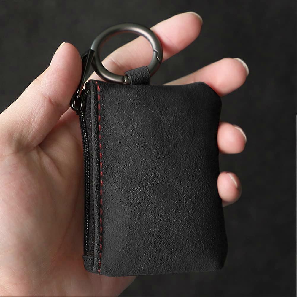 Suede Key Bag Car Key Case Men Women Key Case Keyring Bag Zip Universal Key Case with Ring Car Key Keyless Wallet 7 cm x 5 cm Black