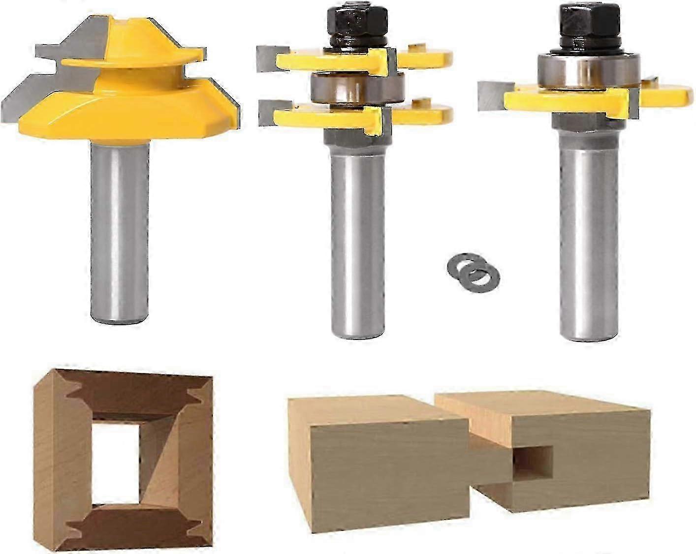 Professional Woodworking Lock Miter Router Bit with Adjustable T Shape - Universal 1/2 Inch Shank for Interlocking Connections in Woodwork
