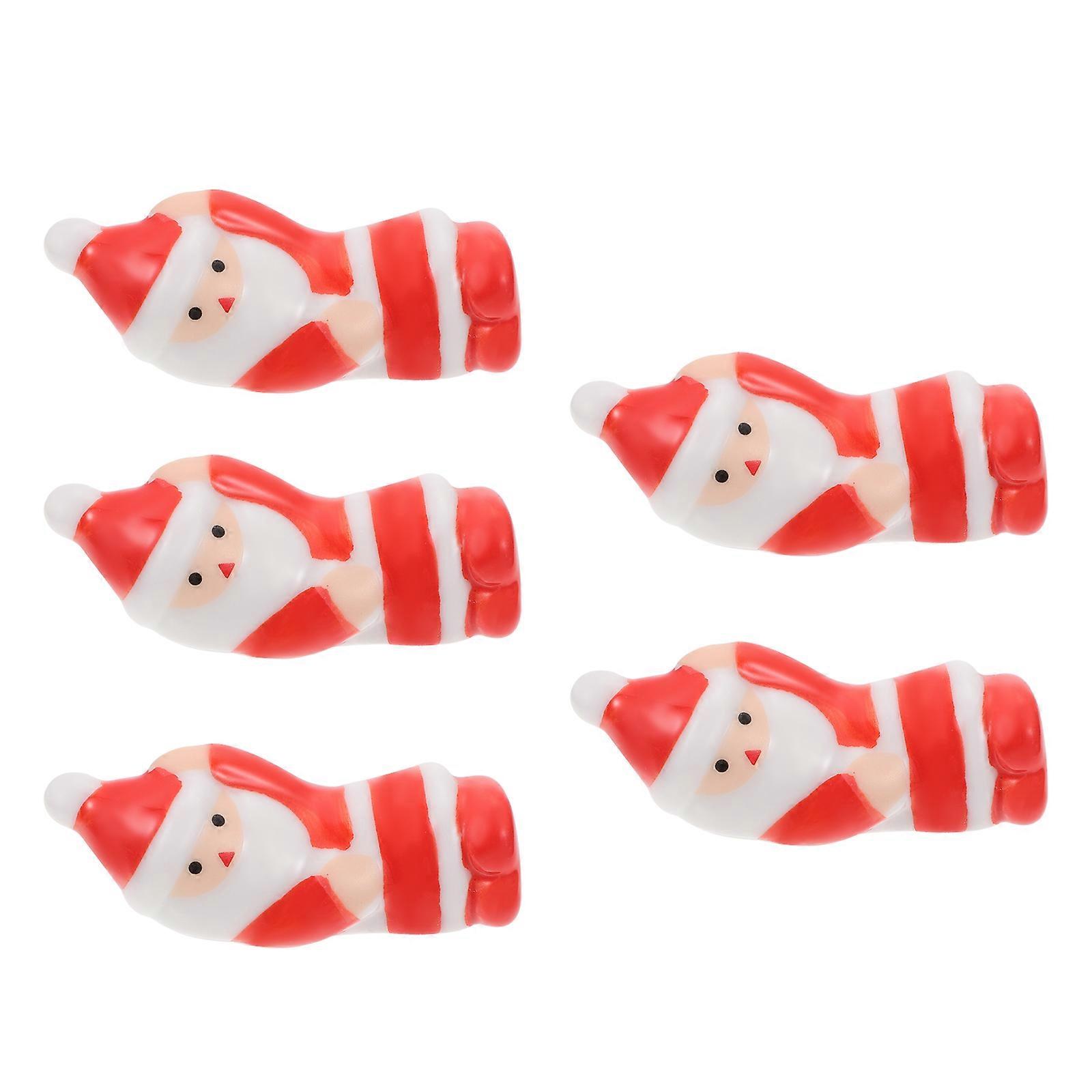 5pcs Christmas Ceramic Chopsticks Holders Santa Claus Design Utensil Rests for Dining Table Holiday Spoon Holders Cute and Practical