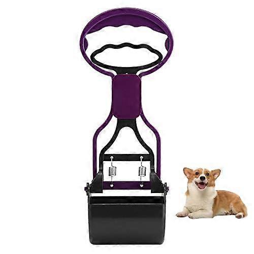 Dog Poop Scooter, Portable Waste Pick Up Rake with Long Handle (Purple)