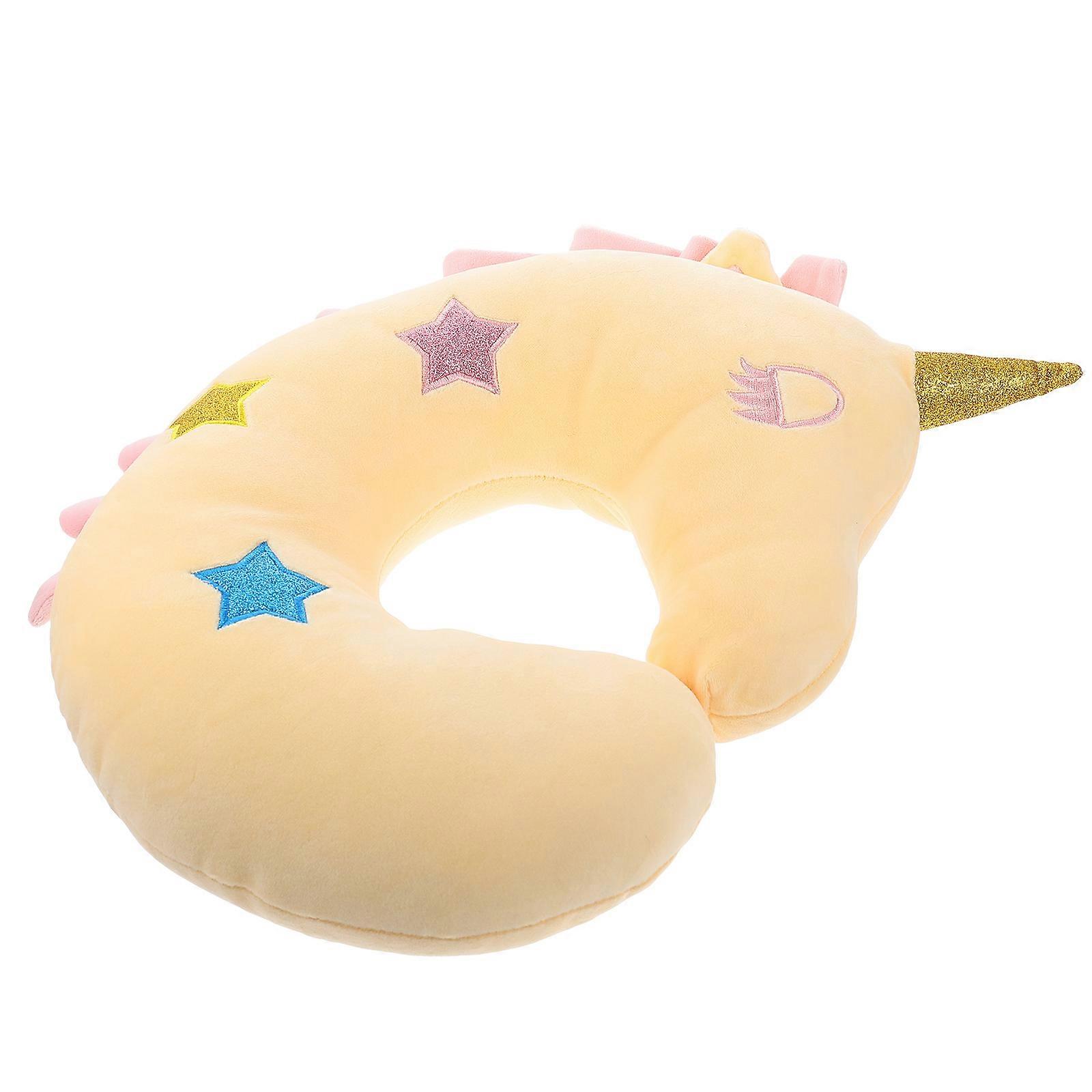 Comfortable U Shaped Neck Pillow with Gentle PP Cotton Material in Light Yellow for Home Use 14.5 x 7.5 x 4.5 Inches