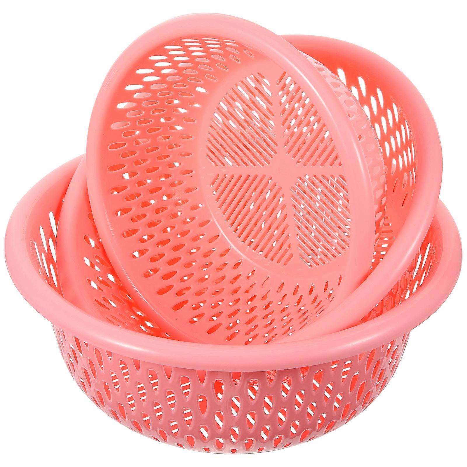 Fruit Washing Colander Three-piece Combination Hollow Surface Plastic Drain Baskets for Household Users 3Pcs