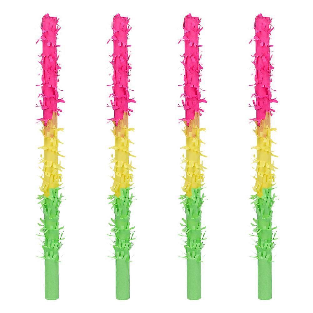 4pcs Pi? Props Colorful Paper Pi? Rod and Stick for Party Fun
