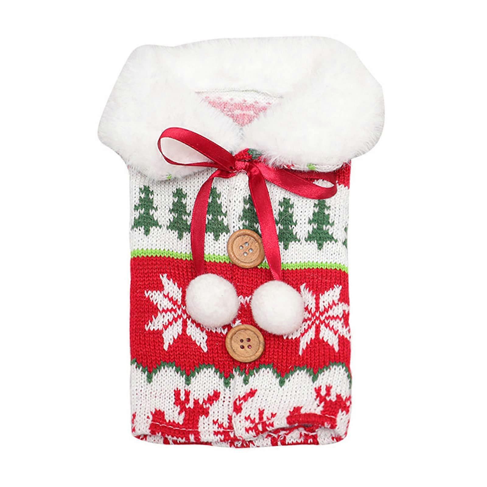 Weihnachten Weinflasche Abdeckung - Gestrickter Pullover für Champagnerflaschen, Festliche Party Dekoration, 30 cm, Rot