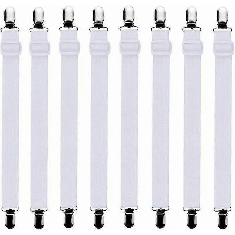 8 Piece Fitted Sheet Stretcher Adjustable Fitted Sheet Stretcher Fits All Beds and Mattresses, White