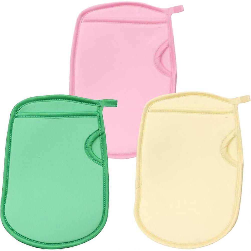 Exfoliate Gloves Exfoliating Glove Bathing Glove Back Scrubber Dead Skin Exfoliation Pink 19.5x13.5cm 3Pcs