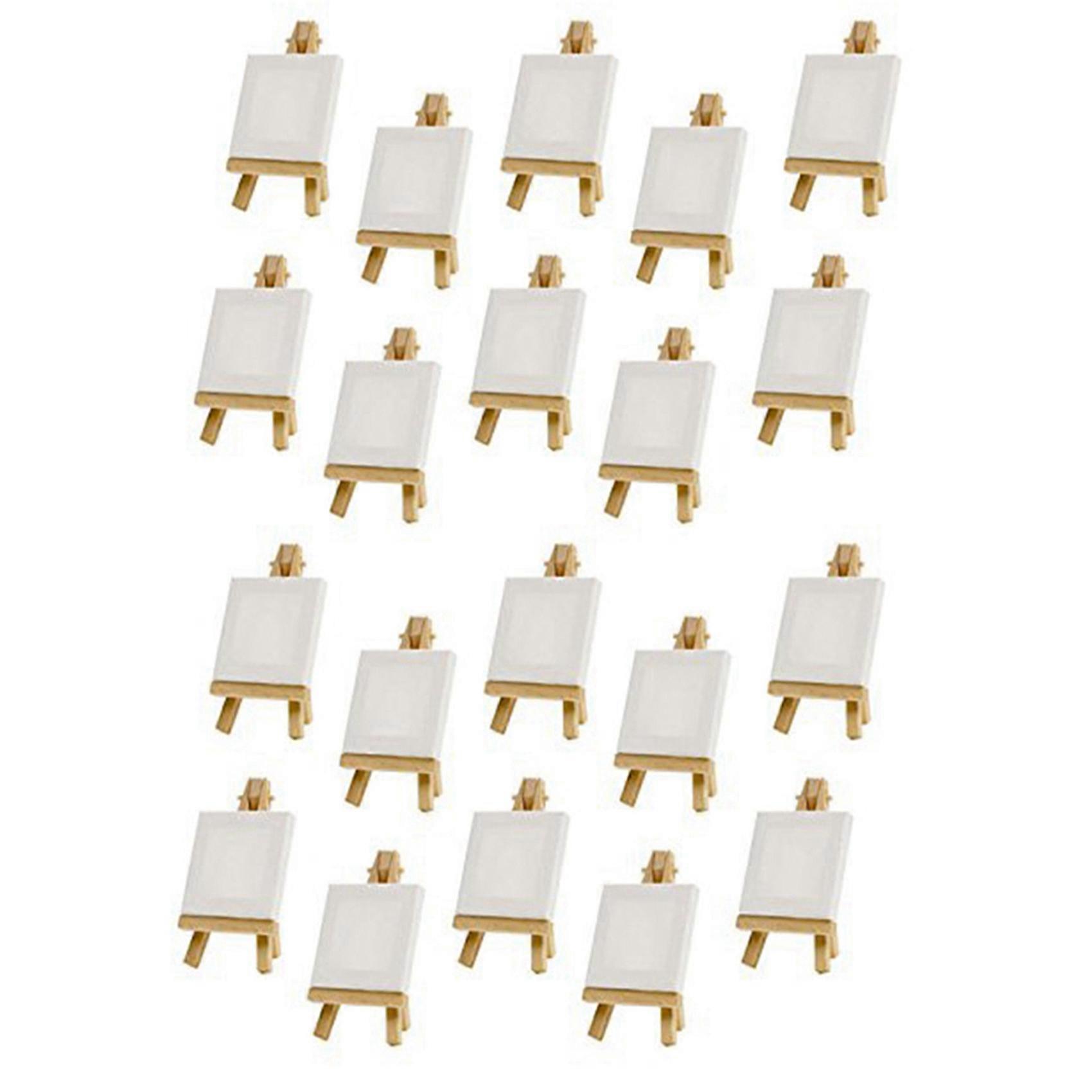 20 Sets Mini Display Easel with Canvas 8X8cm Wedding Table Numbers Painting Hobby Painting Craft Diy